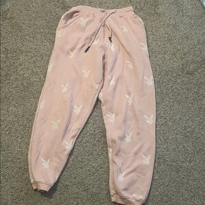 Women’s Missguided Playboy Light Pink Joggers with White Print
